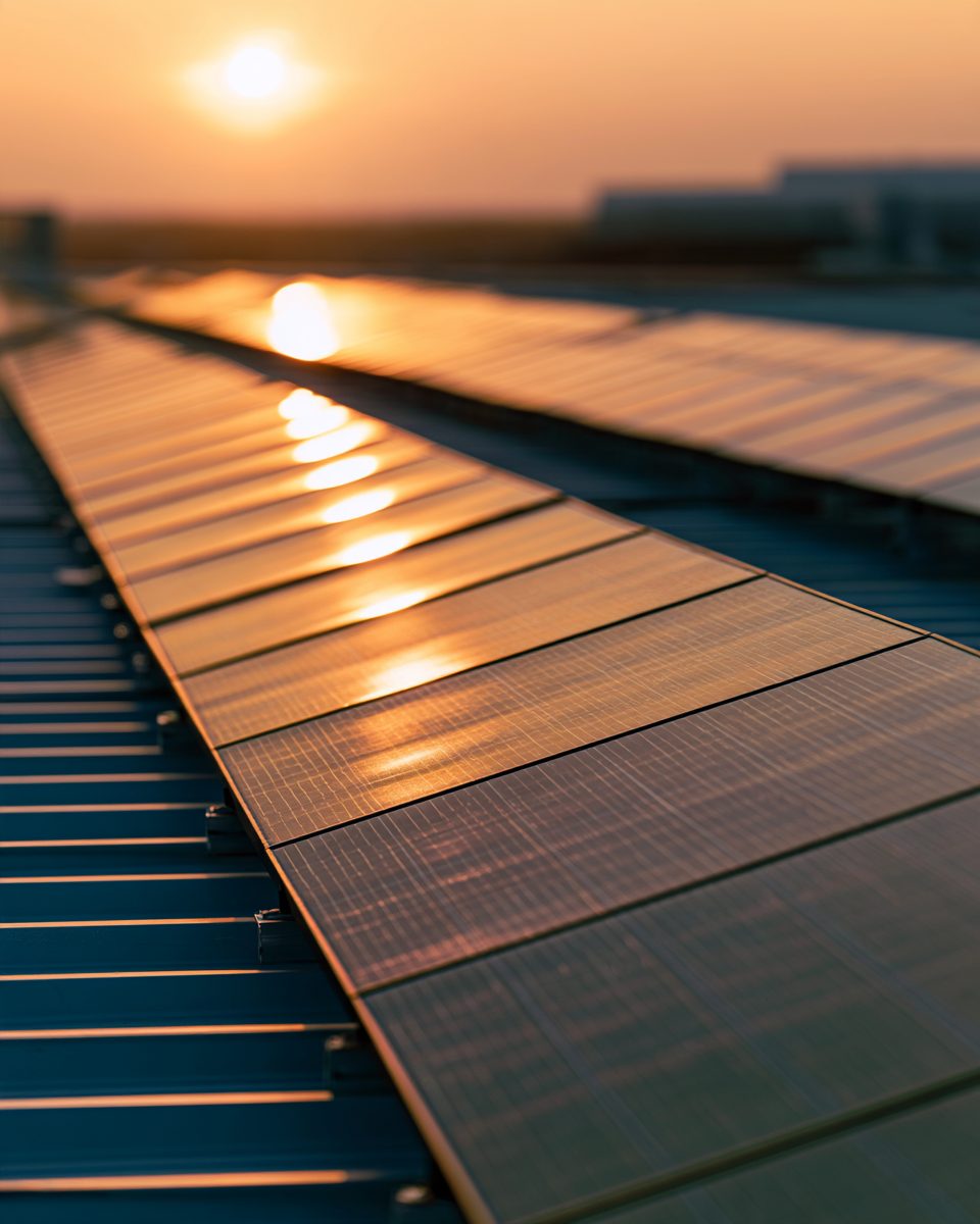 Solarmodule im Abendlicht